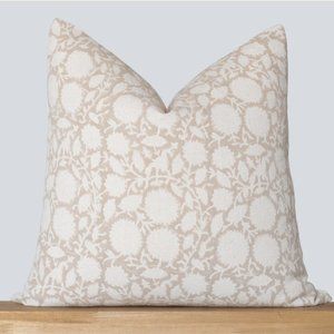 NWOT - Block Printed 20"x20" Floral Throw Pillow Cover (no insert)